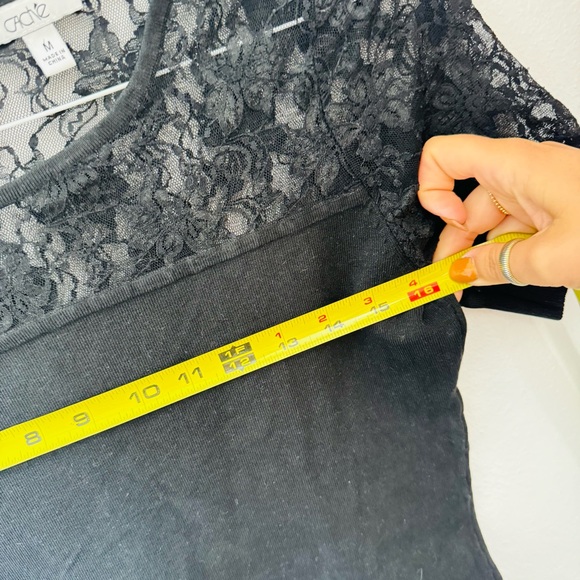 VINTAGE CACHE Sheer Black Lace Keyhole Sweater Knit Silk Blouse Shirt Top M - Picture 11 of 14